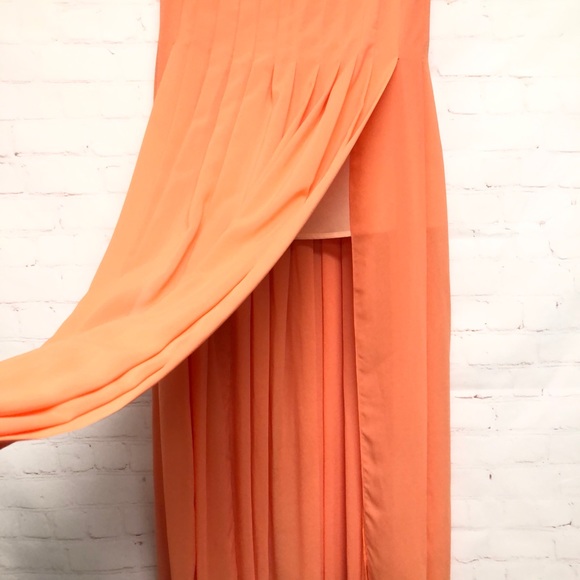 Maeve Coral Orange Pleaded Maxi Skirt - Picture 4 of 4